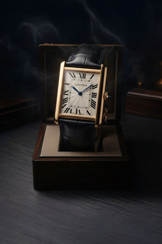 Cartier Tank Black Leather Strap