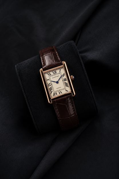 Crtier Tank Dark Brown Leather Strap