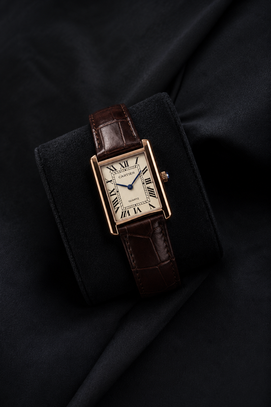 Crtier Tank Dark Brown Leather Strap