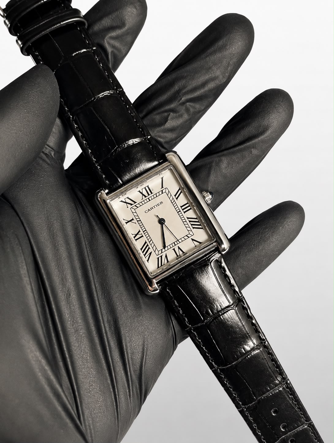 Cartier Tank Black Leather Strap