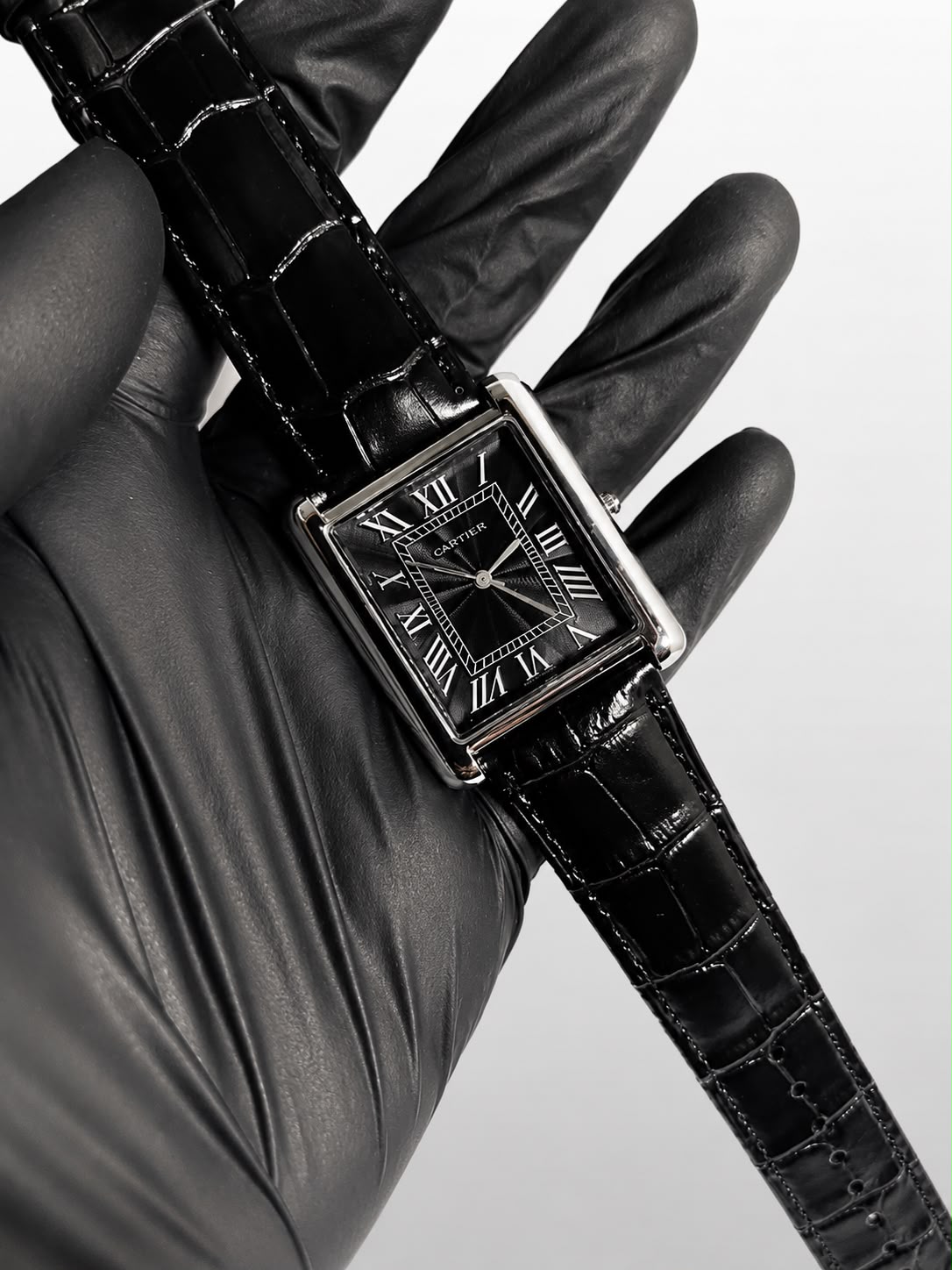 Cartier Tank Black Leather Strap
