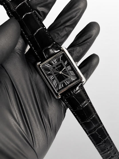 Cartier Tank Black Leather Strap