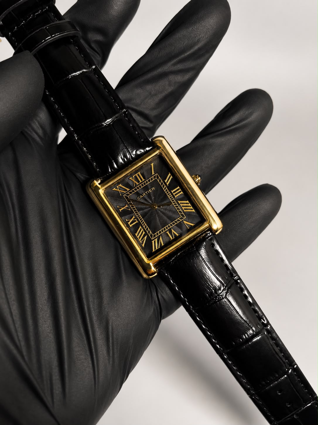 Cartier Tank Black Leather Strap