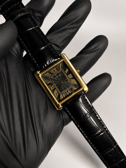 Cartier Tank Black Leather Strap