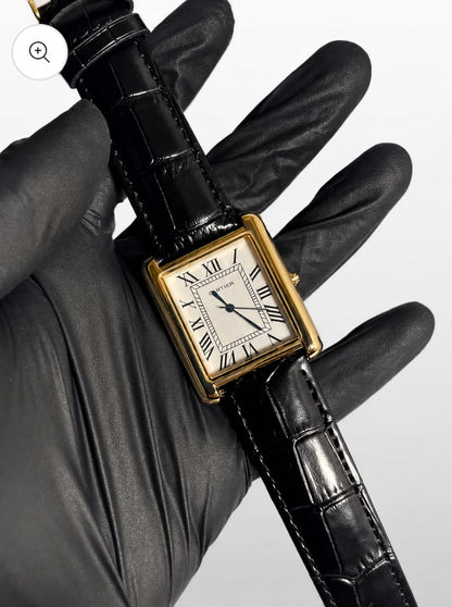 Cartier Tank Black Leather Strap