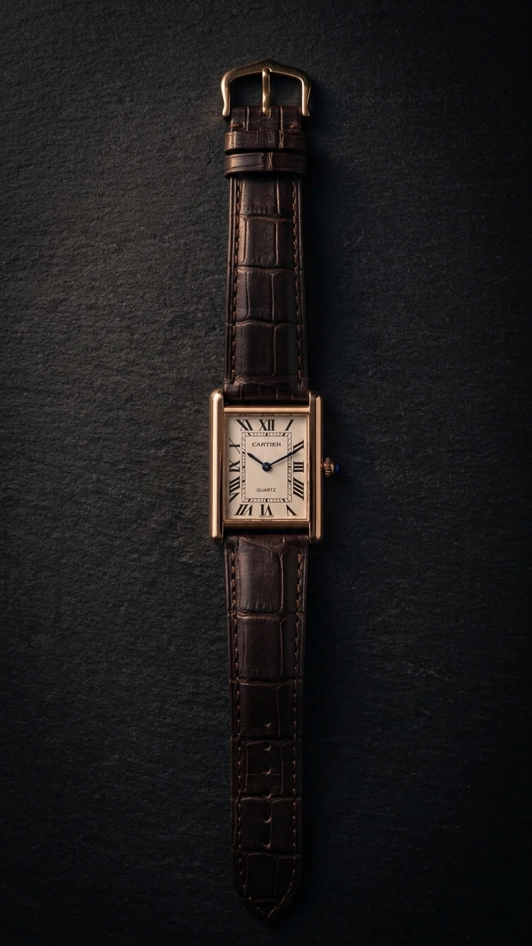 Crtier Tank Dark Brown Leather Strap