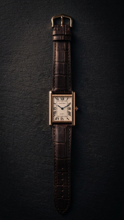Crtier Tank Dark Brown Leather Strap